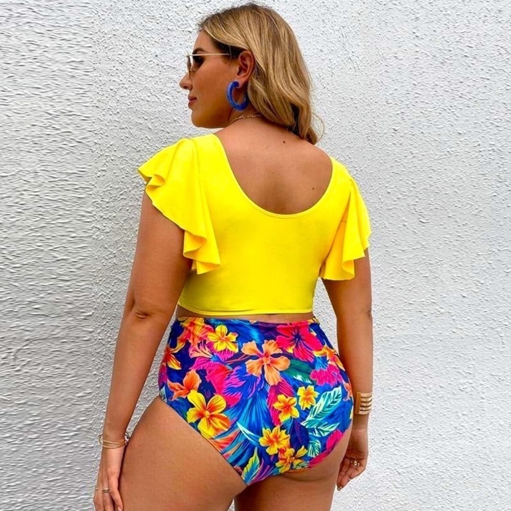 2 PIECE YELLOW TANKINI FLORAL SET - Picture 5 of 5